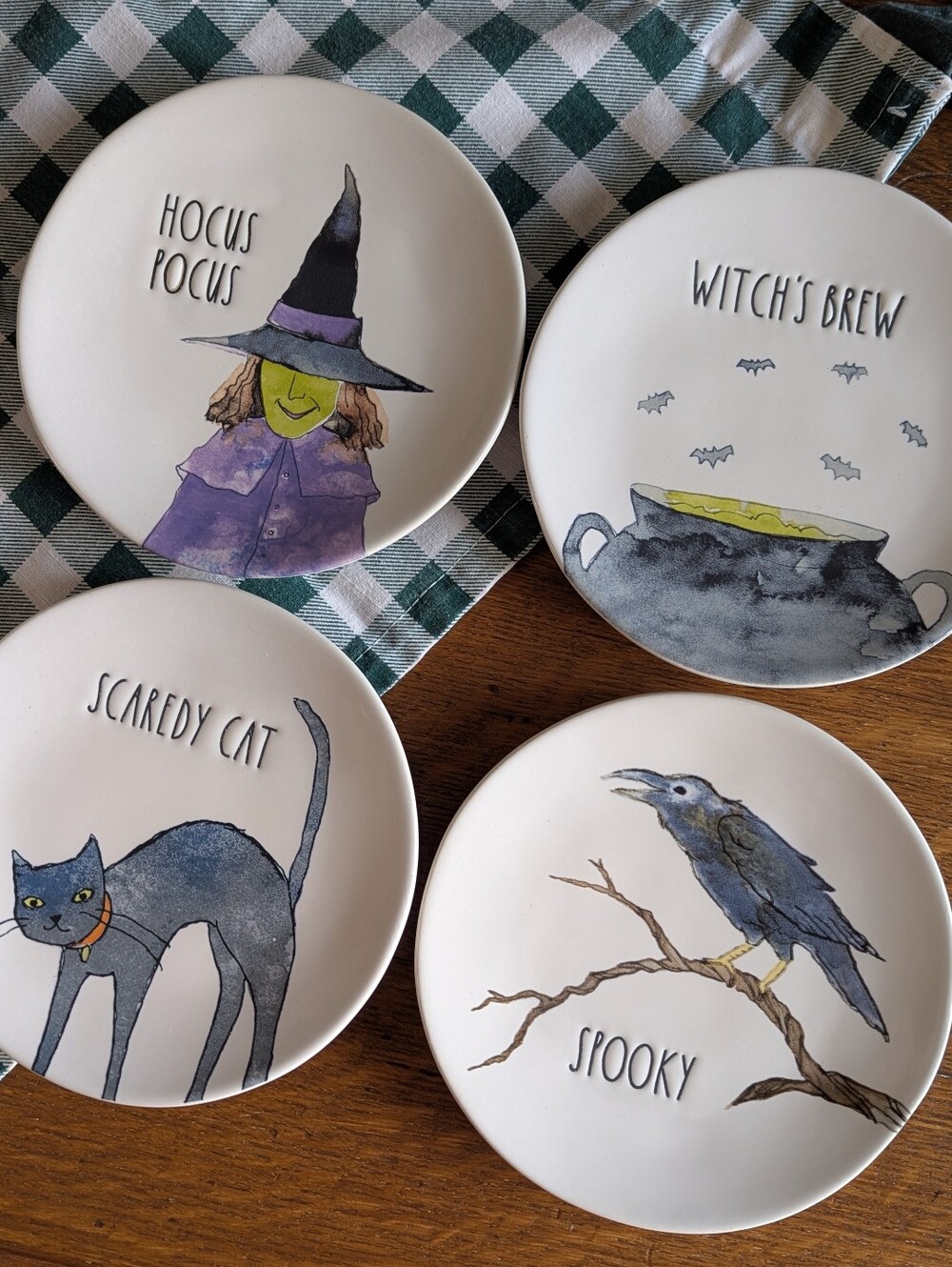 🧙🏻🧟🆕4pc Rae Dunn Halloween Dessert Plates Ceramic NWOT Dining Collectible